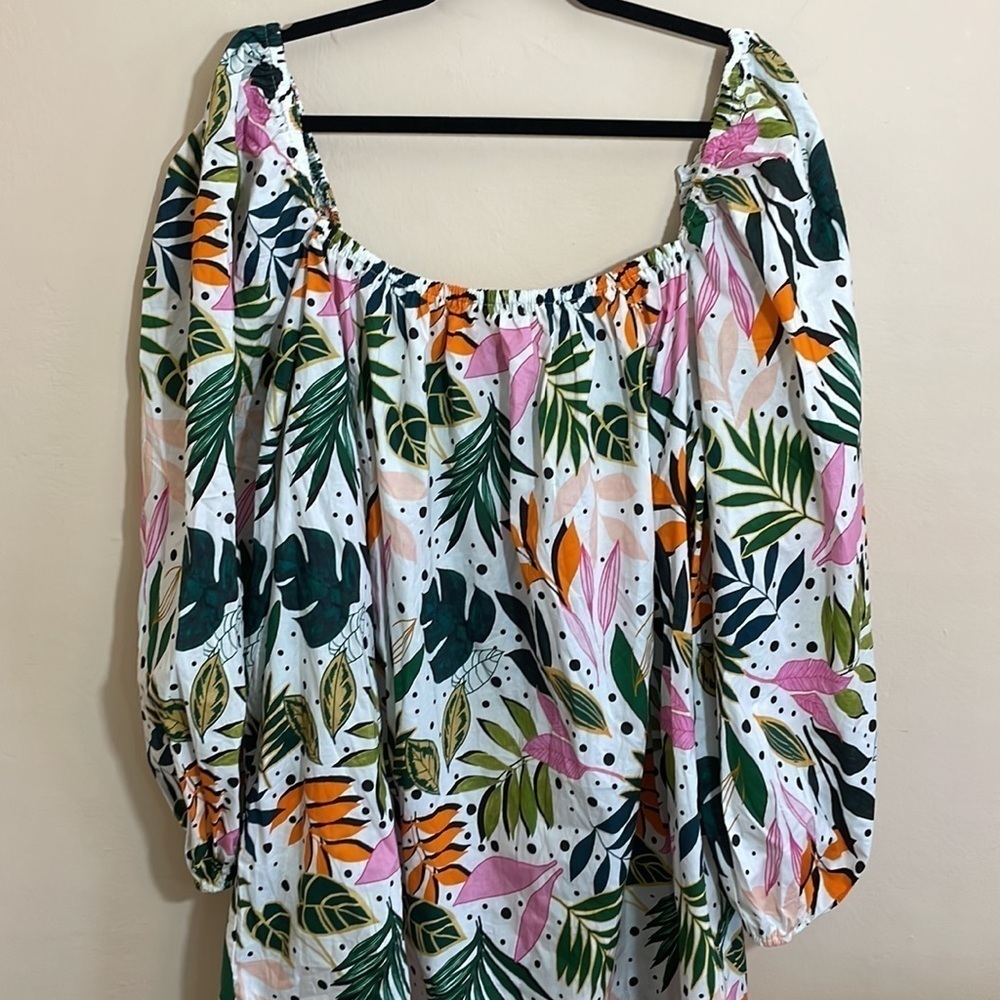 Eloquii size 22/24 full mini dress tropical palm leaf print - Picture 5 of 12